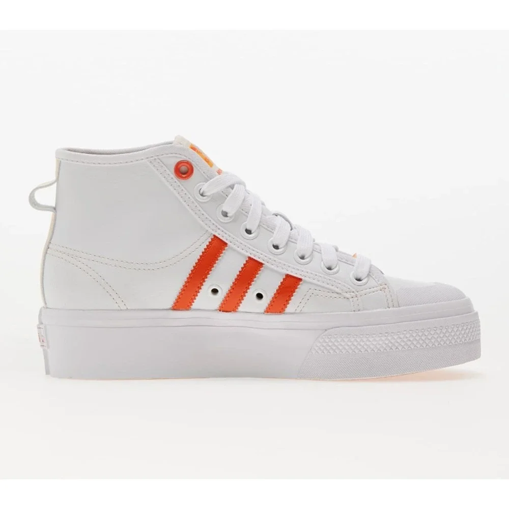adidas® (Women's 6 M) Nizza™ Platform Mid Her Vegan Sneakers, White Bliss Orange